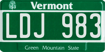 VT license plate LDJ983