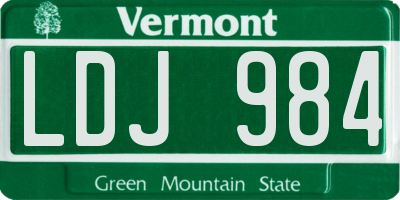VT license plate LDJ984