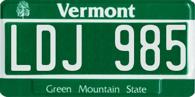 VT license plate LDJ985