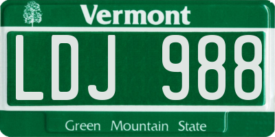 VT license plate LDJ988