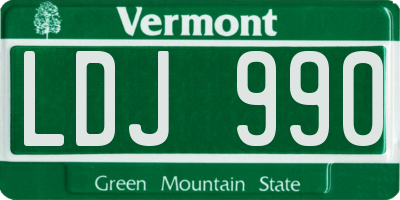 VT license plate LDJ990