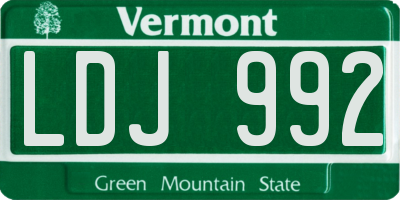 VT license plate LDJ992