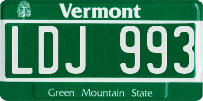VT license plate LDJ993