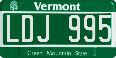 VT license plate LDJ995