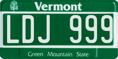 VT license plate LDJ999
