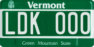 VT license plate LDK000