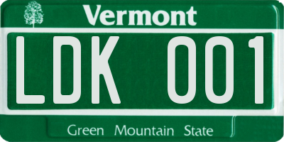 VT license plate LDK001