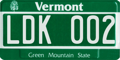 VT license plate LDK002