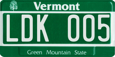 VT license plate LDK005