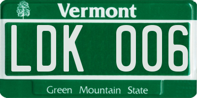 VT license plate LDK006