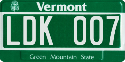 VT license plate LDK007