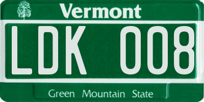 VT license plate LDK008