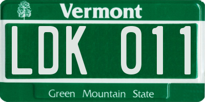 VT license plate LDK011