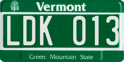 VT license plate LDK013