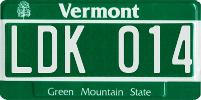 VT license plate LDK014