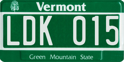 VT license plate LDK015