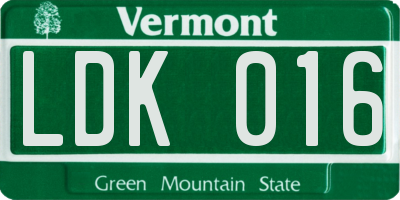 VT license plate LDK016