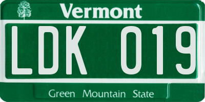 VT license plate LDK019