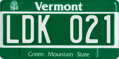 VT license plate LDK021
