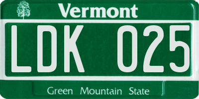 VT license plate LDK025
