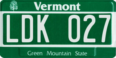 VT license plate LDK027