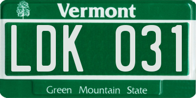 VT license plate LDK031