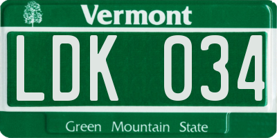 VT license plate LDK034