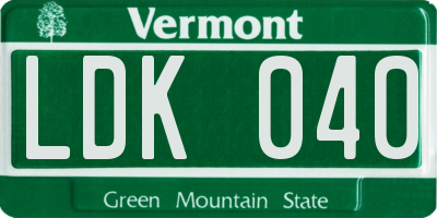 VT license plate LDK040