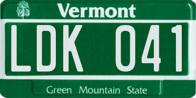 VT license plate LDK041