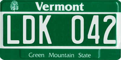VT license plate LDK042