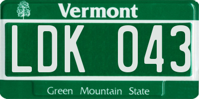 VT license plate LDK043