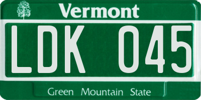 VT license plate LDK045
