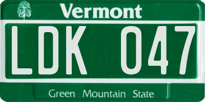 VT license plate LDK047