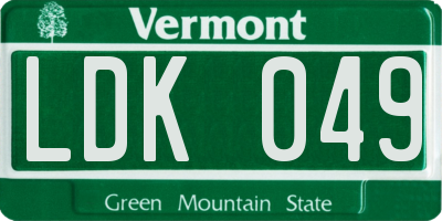 VT license plate LDK049