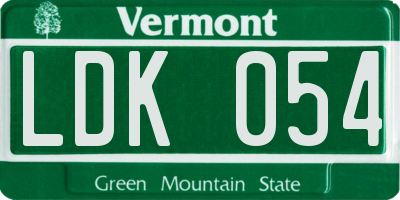 VT license plate LDK054