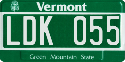 VT license plate LDK055