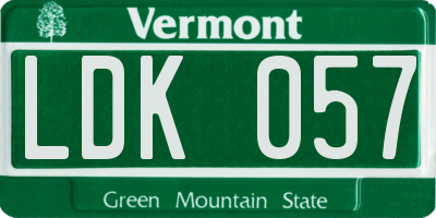 VT license plate LDK057