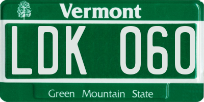 VT license plate LDK060