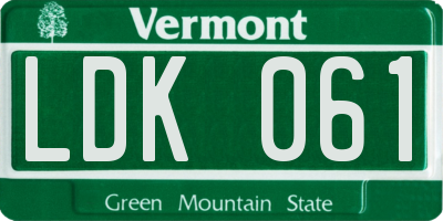 VT license plate LDK061
