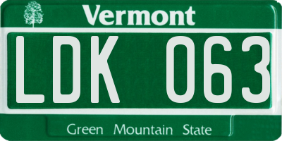 VT license plate LDK063