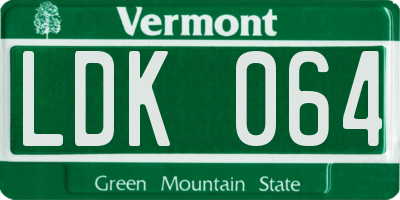 VT license plate LDK064