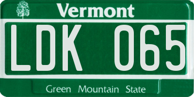 VT license plate LDK065