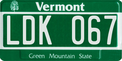 VT license plate LDK067