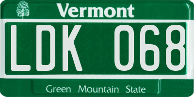 VT license plate LDK068