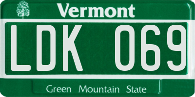 VT license plate LDK069