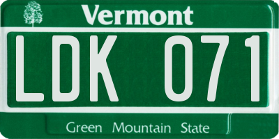 VT license plate LDK071