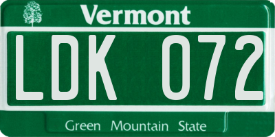 VT license plate LDK072