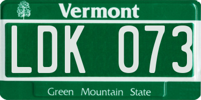 VT license plate LDK073