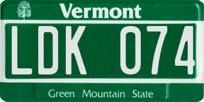 VT license plate LDK074