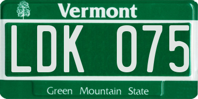 VT license plate LDK075